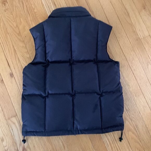 Vintage Giordano Quilted Down Black Puffer Drawstring Vest Women’s Medium - Picture 2 of 8